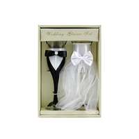  Esküvői pezsgőspohár 2db fekete/fehér 1130 - Esküvői kellékek
