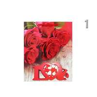  Ajándéktasak vörös rózsás szíves 3D-s nagy 26x10x32cm 4féle 7818