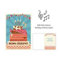  Zenélő képeslap Z + boríték 16x22,5cm - 100 Folk Celsius: Boldog születésnapot
