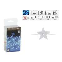  40 LEDes fényfűzér ezüstdrót csillagok fehér AX8715210