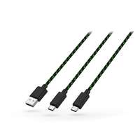  Venom USB-A - 2x USB Type-C töltőkábel 3 m-es vezetékkel - fekete/zöld - ECO csomagolás