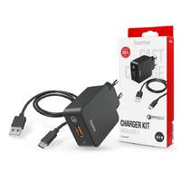  HAMA hálózati töltő adapter USB bemenettel + USB - Type-C kábel - 19.5W - HAMA Charger Kit with ...