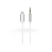  Lightning - 3,5 mm jack audio kábel 1 m-es vezetékkel - fehér/ezüst