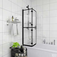 vidaXL Fekete ESG zuhanykabin összecsukható ajtóval 100 x 140 cm