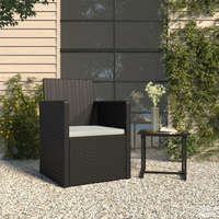 vidaXL Fekete polyrattan kerti fotel párnával