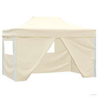 vidaXL Összecsukható, felállítható sátor 4 oldalfallal 3 x 4,5 m krémfehér