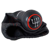 VW Bora 98-05 sebességváltó gomb FEKETE + FEKETE Váltószoknya PIROS varrással PIROS GYŰRŰ 5 SEBESSÉGES