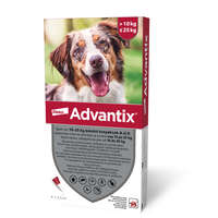 ELANCO 4ampullánkánt: Advantix spot-on kutyákra 4ml , (10-25kg kutyákra ) , 1db pipetta , illusztrációs fotó , macskákra tilos rakni .