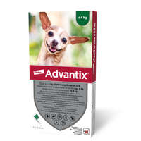 Bayer 4ampullánként : Advantix spot-on kutyákra 4ml , (4kg alatti kutyákra ) , 1db pipetta , illusztrációs fotó , macskákra tilos rakni .
