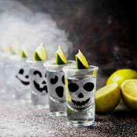 Halloween-i fólia matrica szett - Fekete tök arcok - 16 db / csomag