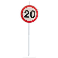 Születésnapi gyertya – Sebességkorlátozó tábla – 20-as