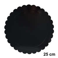  Fekete színű kör alakú fodros karton tortaalátét – 25 cm