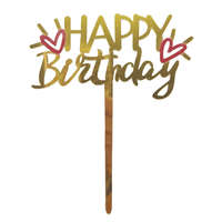  Sziluett tortadekoráció – Happy Birthday felirat – Szívekkel