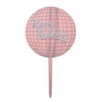 Sziluett tortadekoráció – Happy Birthday felirattal – Disco gömb – Rose Gold