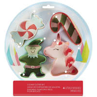 4 darabos fém süteménykiszúró forma – Karácsonyi minta és unikornis