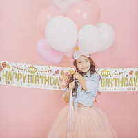 Fólia banner dekoráció – Happy Birthday felirattal – Fehér