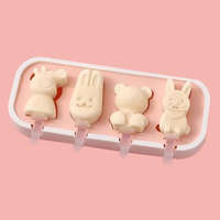 4 részes szilikon jégkrém készítő forma – Vegyes állat minta – Malac, nyuszi és maci