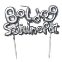 Torta gyertya, születésnapi gyertya – Boldog szülinapot felirattal – Ezüst