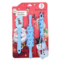 3 darabos gyerek cukrász szett - Karácsonyi minta – Kék