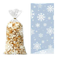 25 darabos celofán ajándék zacskó – Karácsonyi minta – Hópehely, hópihe