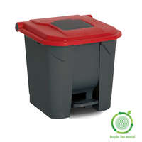 PLANET Szelektív hulladékgyűjtő konténer, műanyag, pedálos, antracit/piros, 30L