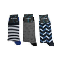 ExityKft. Férfi pamut zokni - 3 pár - kék - mintás - 43-46 - fehér-antracit-sötétkék - Evidence