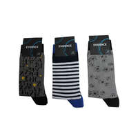 ExityKft. Férfi pamut zokni - 3 pár - mintás - 43-46 - szürke-fehér-világosszürke - Evidence