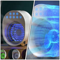 HOMYL USHOBE Hordozható Légkondicionáló, USB-s töltővel, Beépített dekor LED fénnyel RÓZSASZÍN