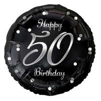 Happy Birthday 50 B&C Silver fólia lufi 36 cm
