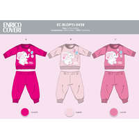  Enrico Coveri hosszú vékony baba pizsama - 100% pamut pizsama - Elefánt mintával - rózsaszín - 86