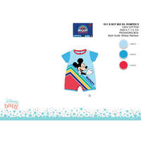 ExityKft. Disney Mickey egér nyári rövid ujjú baba rugdalózó - világoskék-piros - 0-1 hónapos babának