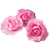 DECO Rózsaszín habrózsa lila glitteres 5-6 cm