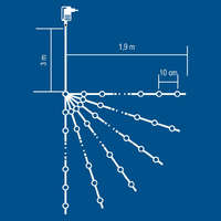 Home ML 120/WW micro LED-es fényfüzérköteg, 120 db melegfehér micro LED, 6 ágú, vékony, ezüstszínű vezeték, hálózati adapter, kül- és beltéri kivitel