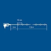 Home ML 80/WW micro LED-es fényfüzér, 7,9 m / 80 db melegfehér micro LED, állófényű, vékony vezeték, hálózati adapter, kül- és beltéri kivitel