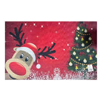  Karácsonyi lábtörlő, belépő szőnyeg, piros, rénszarvas és karácsonyfa mintás