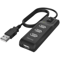 HAMA HAMA FIC 4 portos USB 2.0 HUB, kapcsoló, fekete (200118)