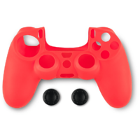 SPARTAN GEAR SPARTAN GEAR szilikon tok + hüvelykujj csúszásgátló PlayStation 4 kontrollerhez, piros
