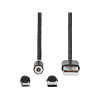 NEDIS NEDIS USB töltőkábel, USB 2.0, USB-A / USB Micro-B / USB Type-C, 10W (CCGB60630BK20)