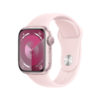 APPLE APPLE Watch Series 9 GPS, 41mm, pink alumíniumtok, világos rózsaszín sportszíj, S/M (MR933QH/A)