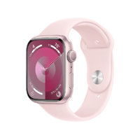 APPLE APPLE Watch Series 9 GPS, 45mm, pink alumíniumtok, világos rózsaszín sportszíj, M/L (MR9H3QH/A)