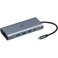 ISY ISY IAD-1025-1 USB 3.1 Type-C M.port adapter, 1x 4K HDMI, 3xUSB-A, 1x LAN, 1xUSB-C, jack, CR (2V225519), szürke