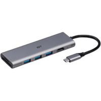 ISY ISY IAD-1027-1 USB 3.1 Type-C Multiport adapter, 1x 4K HDMI, 3xUSB-A, SD kártyaolvasó, (2V225520), szürke