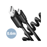 AXAGON AXAGON USB-A - USB Type-C adat és töltő spirálkábel, 35-60 cm, fekete (BUCM-AM10TB)