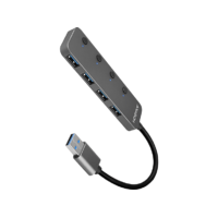 AXAGON AXAGON USB 3.2 Gen1 4 portos USB HUB, portonként kapcsolható, 20 cm kábel (HUE-MSA)