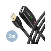 AXAGON AXAGON Aktív USB2.0 hosszabbító kábel, tápegység nélkül, 5 méter, fekete (ADR-205)