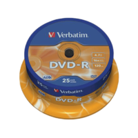 VERBATIM VERBATIM DVD-R lemez 4,7 GB 16x, 25db hengeren AZO