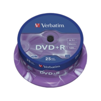 VERBATIM VERBATIM DVD+R lemez 4,7 GB 16x, 25db hengeren AZO