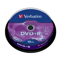 VERBATIM VERBATIM DVD+R lemez 4,7 GB 16x, 10db hengeren AZO
