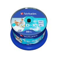 VERBATIM VERBATIM CD-R nyomtatható lemez, 700 MB, 50 db hengeren (43438)