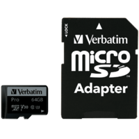 VERBATIM VERBATIM Pro microSDXC memóriakártya 64 GB adapterrel (47042)